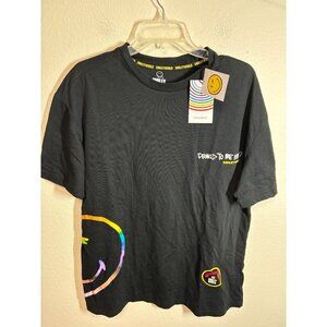 NWT Smiley World T-Shirt Pride Rainbow Crew Short Sleeve Black Unisex Medium